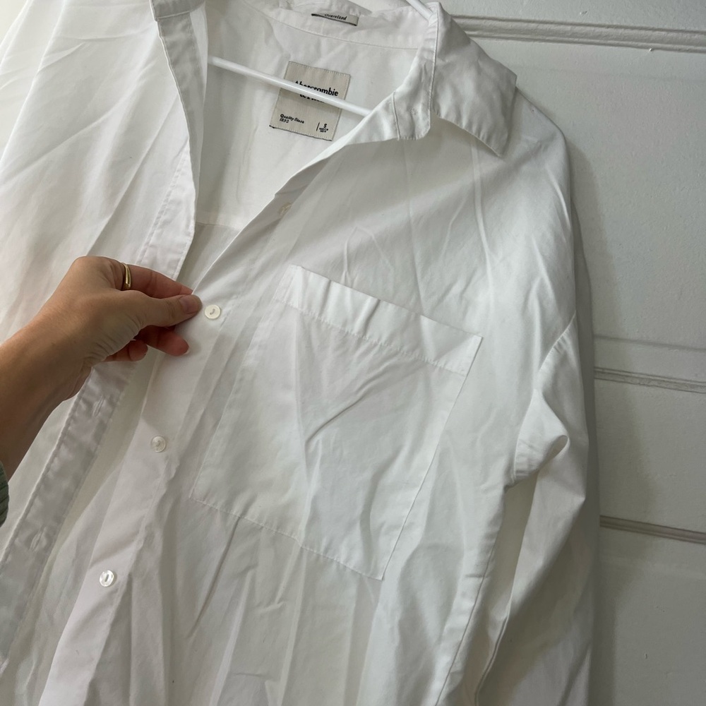 White Oversized Button Down A&F